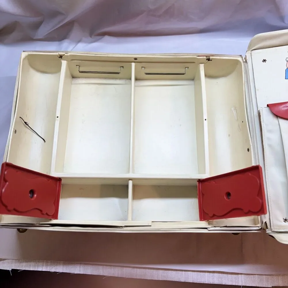 Vintage Red 1960's Barbie and Midge Double Doll Case, With Images Of Ken & Allen